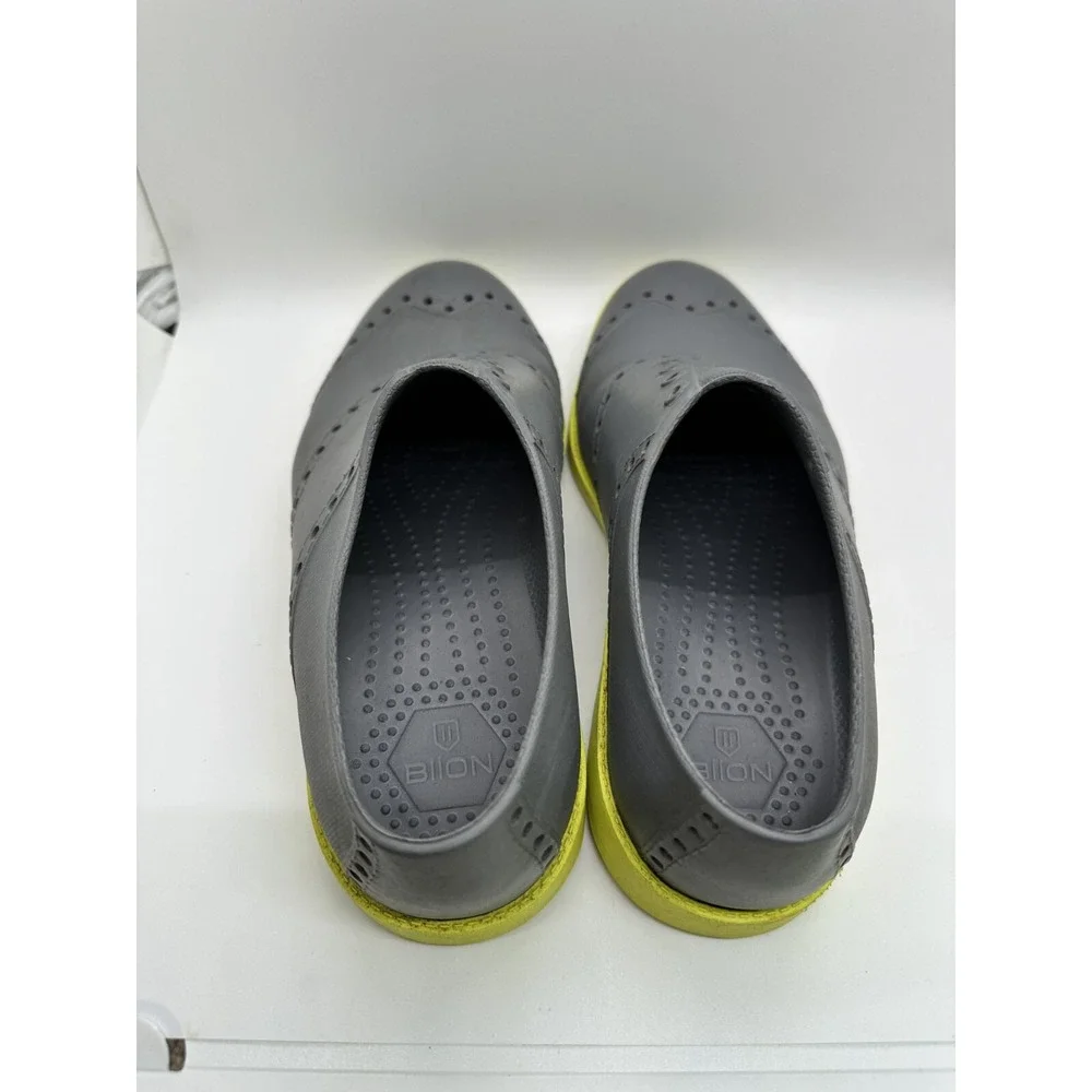 Biion Grey Yellow Rubber Oxford‎ Spikeless Golf Brights Shoes 39 Slip On Sporty